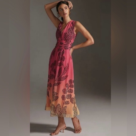 Anthropologie Dresses & Skirts - Anthropologie Pink and Orange Maxi Sundress V-Neck​​​